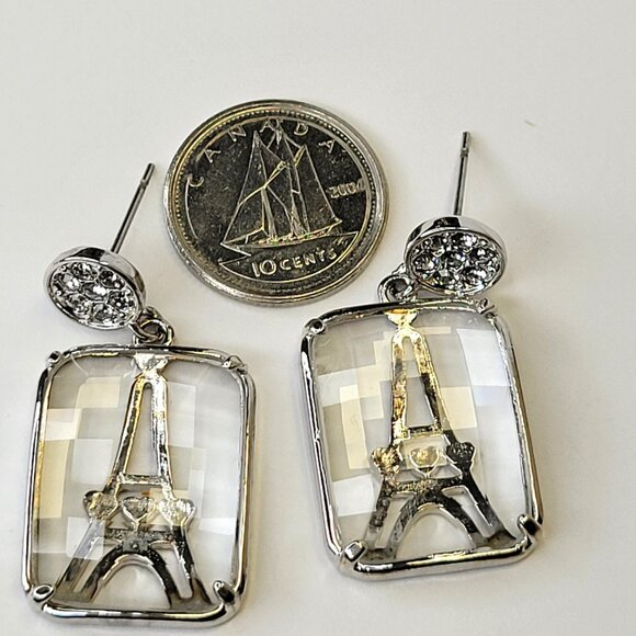 Clear Quartz Earrings Small Clear Glass Earrings Light Elegant Glass Earrings - Picture 9 of 10